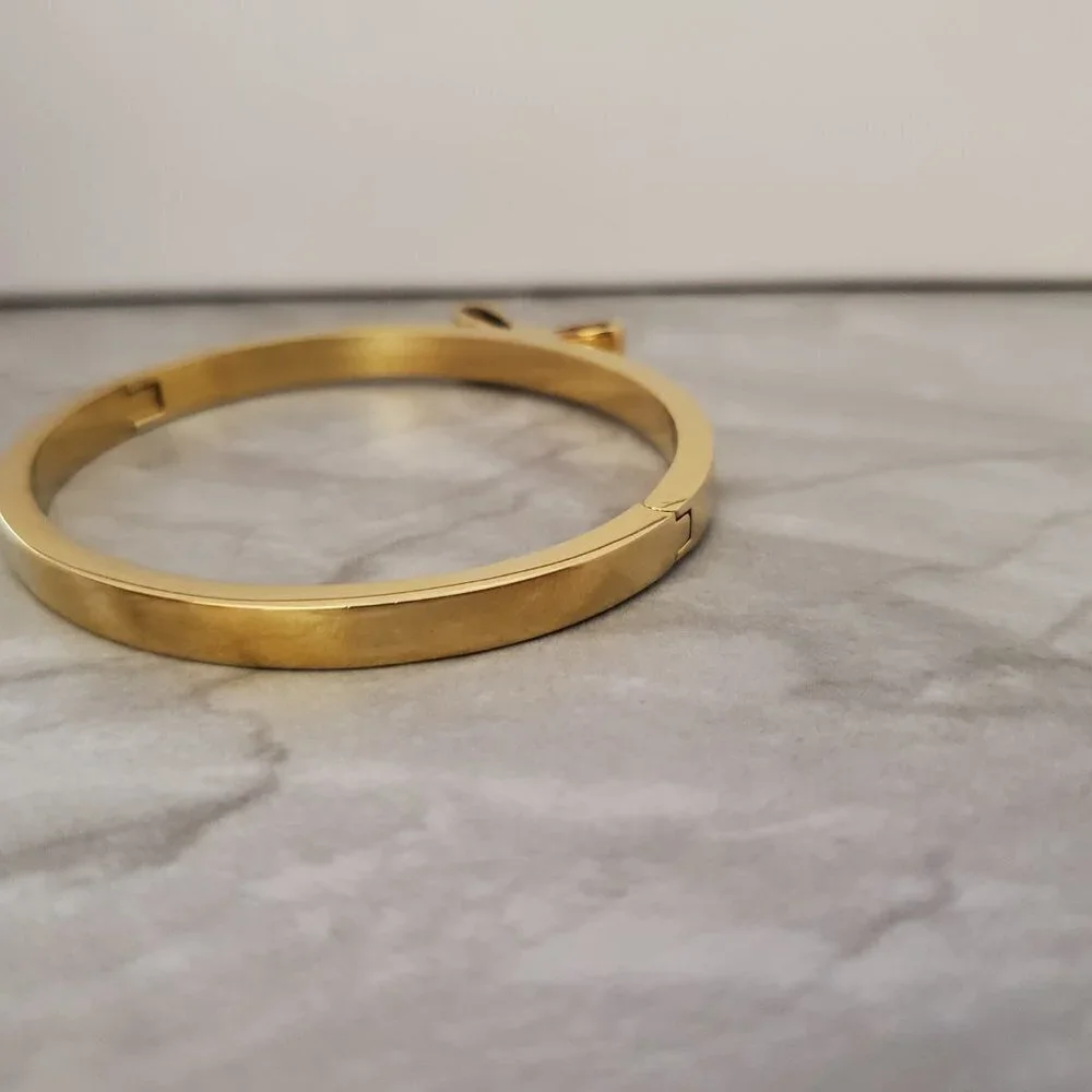 ✨ Kate Spade Rhinestone Pave Bow Gold Hinged Bracelet ✨